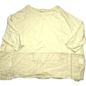 Womens Liflattie Ships Yellow Cotton/Rayon 3/4‎ Sleeve Shirt EUC CLEAN Med/Large